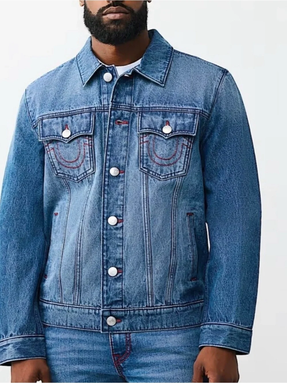 True Religion Logo Denim Jacket Size Large